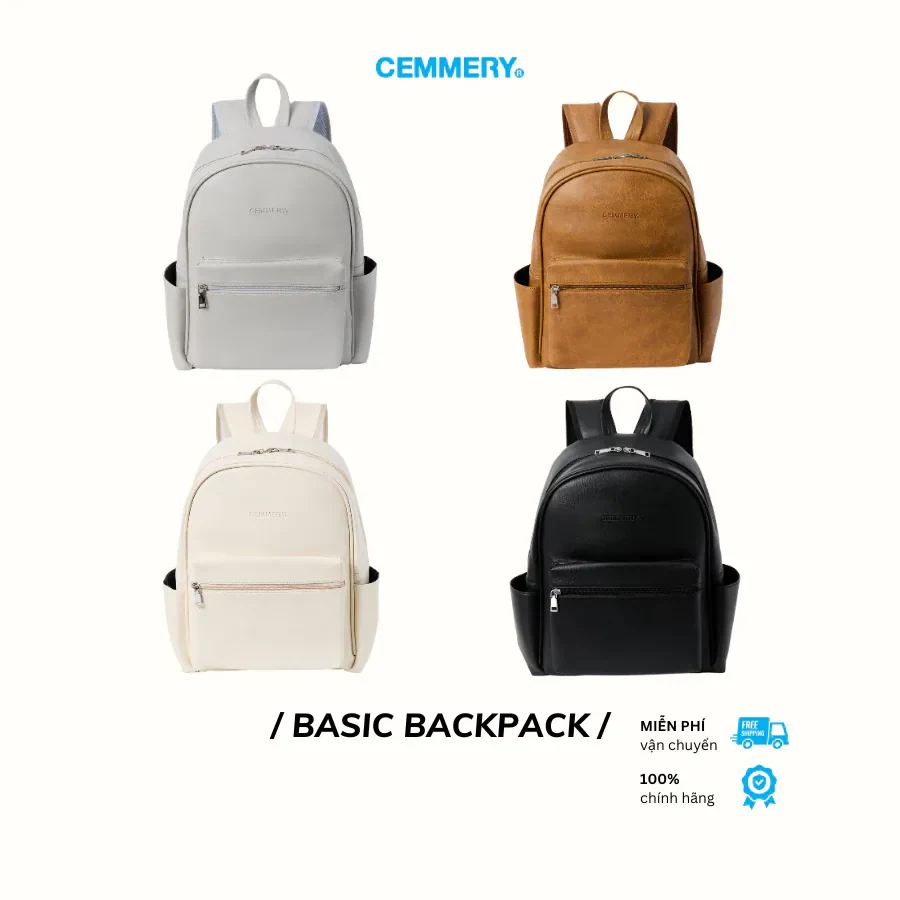 Balo CEMMERY Local Brand Chính Hãng Basic Backpack Da PVC Đựng Vừa Laptop 15…