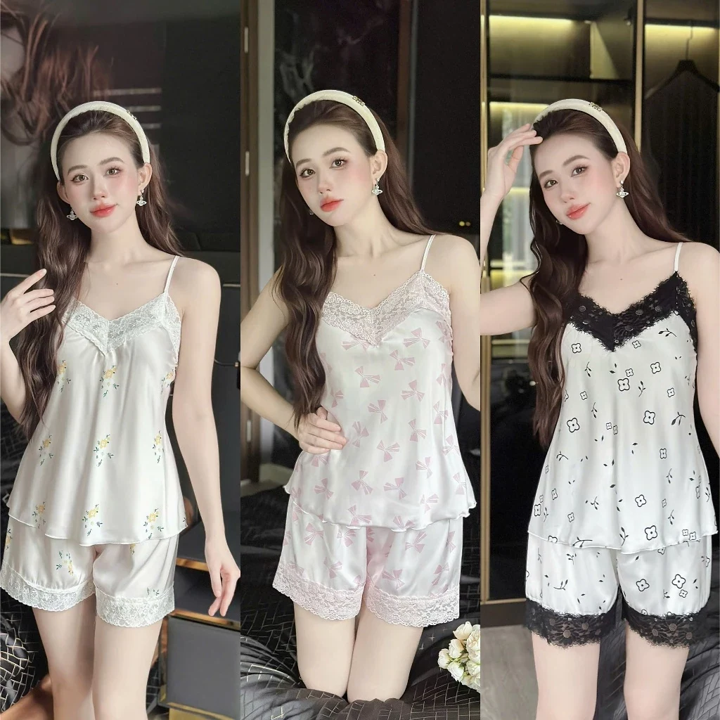 Bộ mặc nhà satin in 3D Hisexy MS73