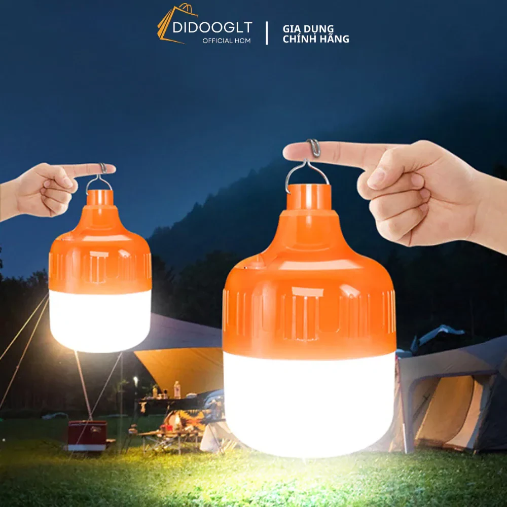 Bóng Đèn LED Tích Điện Công Suất 100W Chống Nước - Đèn LED Có Móc Treo Tiện…
