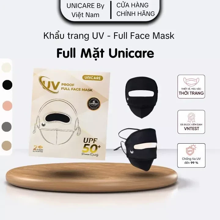Khẩu trang toàn mặt Unicare UV Proof Full Face Mask – Chống nắng UPF50+, 2…