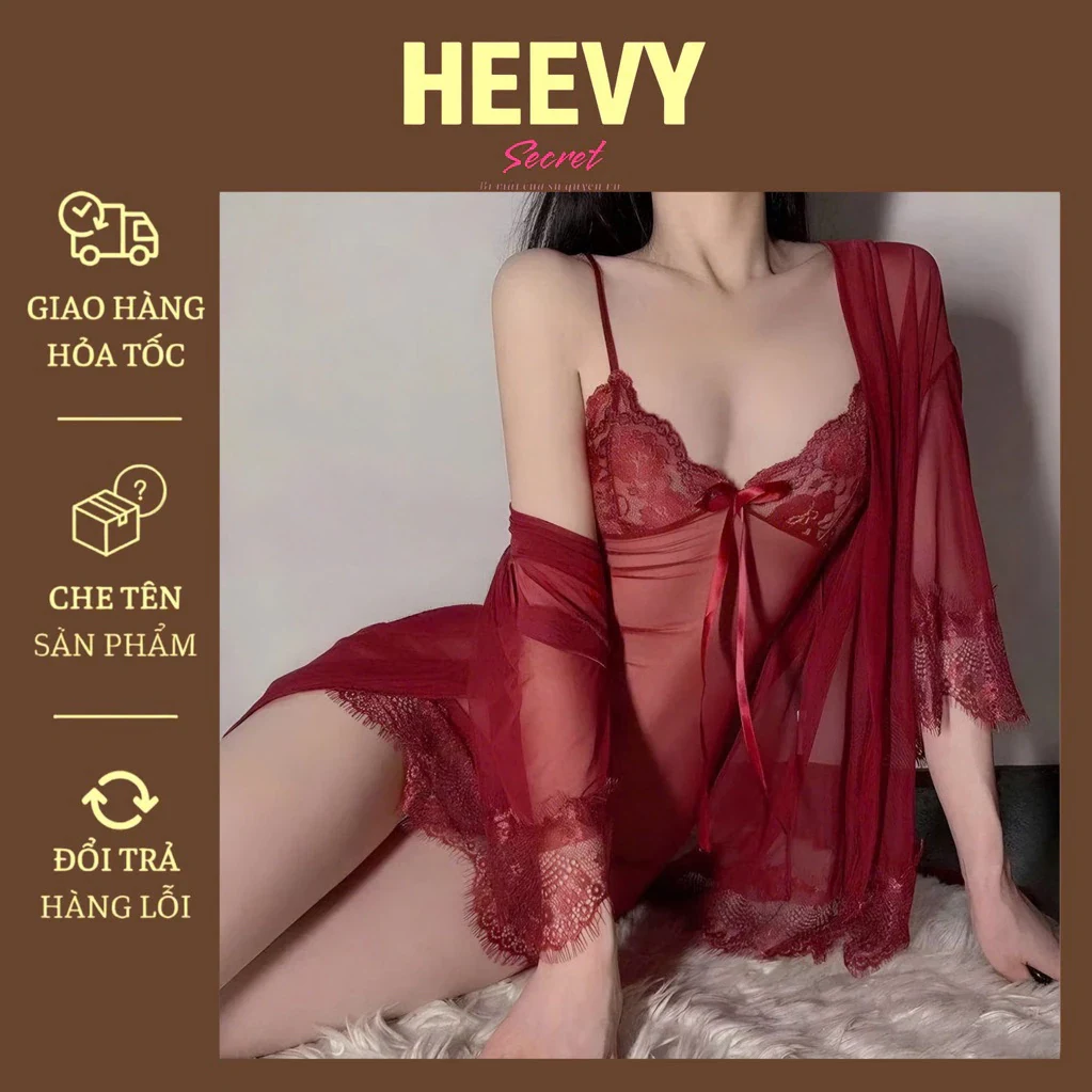 HÀNG QC LOẠI 1 KÈM ÁO CHOÀNG Váy ngủ Sexy gợi cảm SLADY - Lụa cao cấp