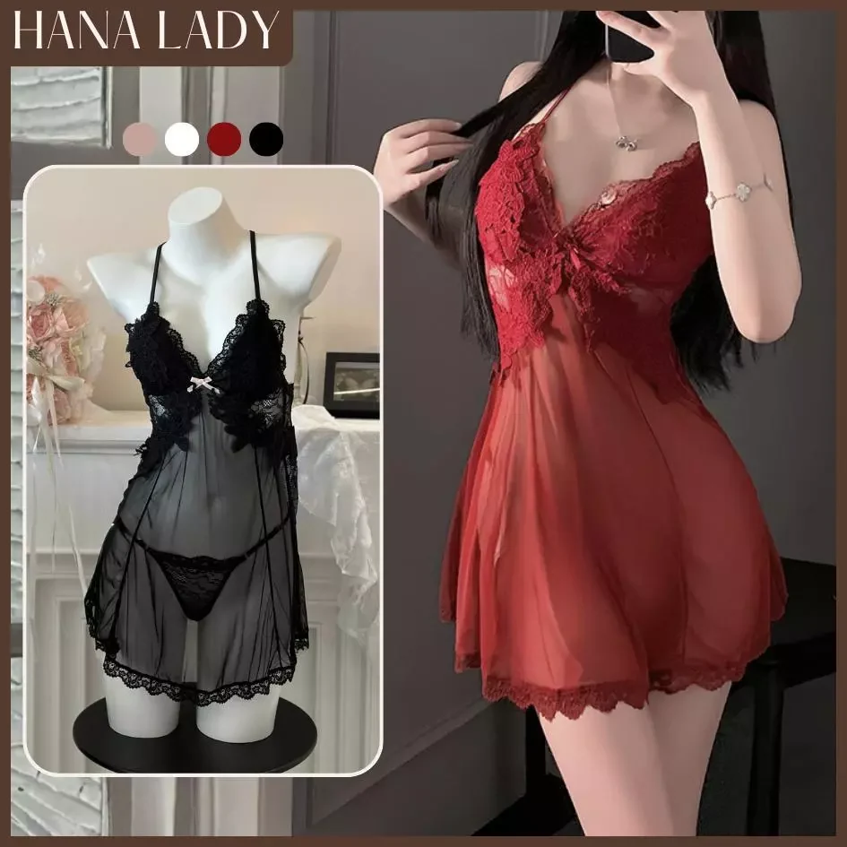 Váy Ngủ Ren 2 Dây HANALADY - Đầm Ngủ Ren Mặc Nhà Mát…