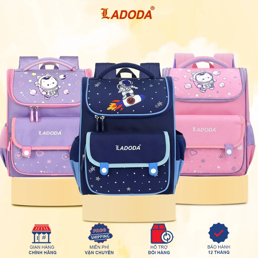 Cặp LADODA C167 hỗ trợ chống gù trượt nước nam nữ (18–30kg) tiểu học siêu nhẹ,…
