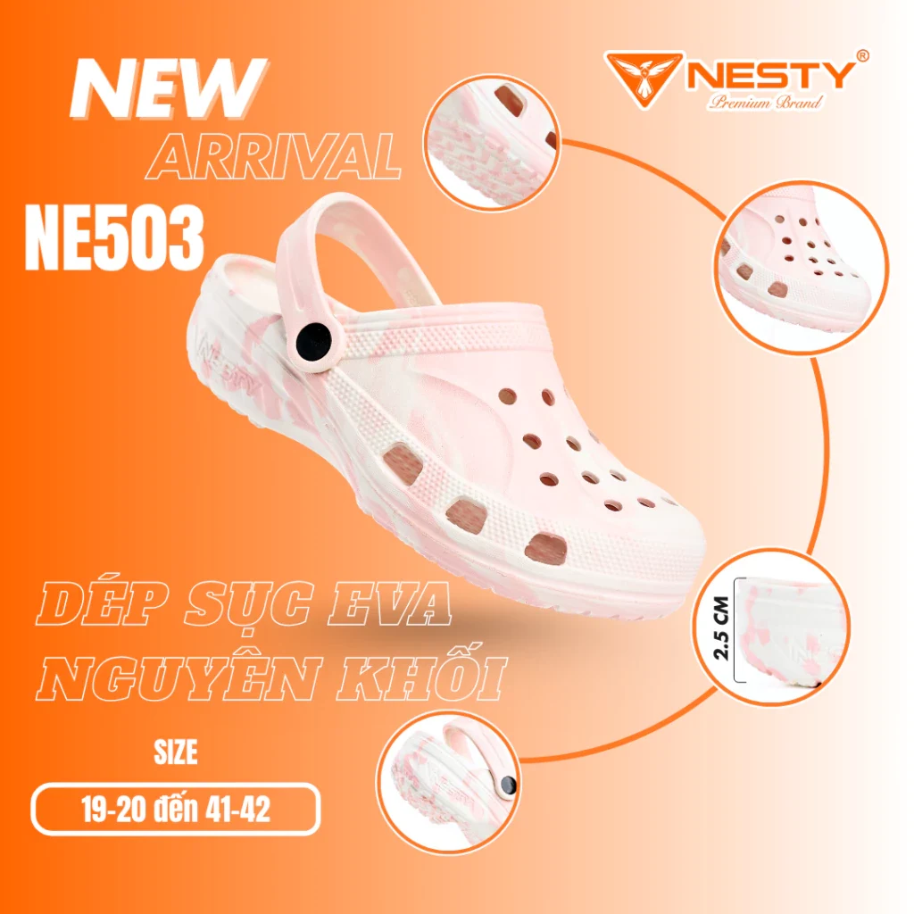 Dép sục NESTY hồng loang