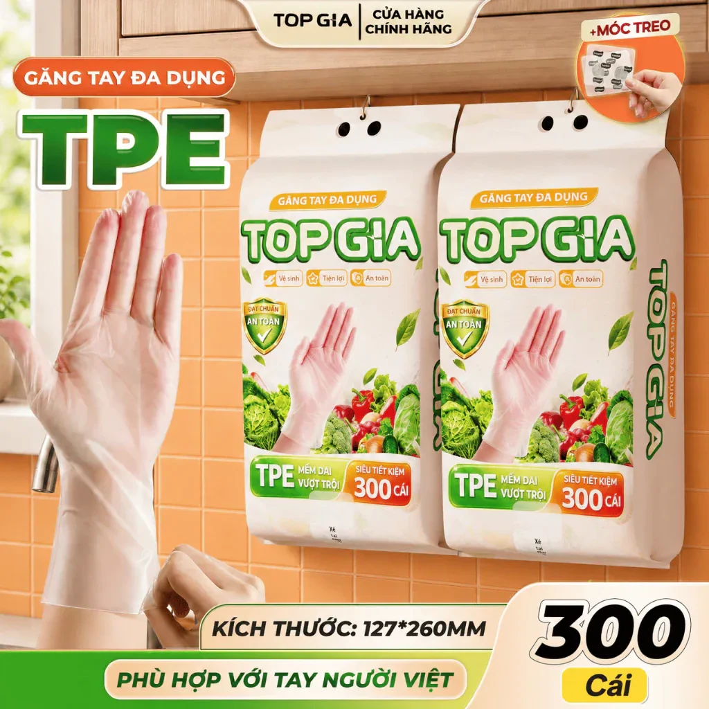 Găng tay TPE treo tường dạng rút đa dụng tặng kèm móc treo phù hợp với tay…