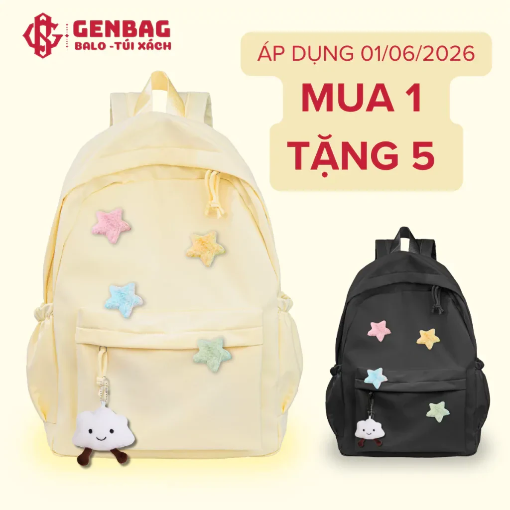 Balo sao vàng GENBAG balo thời trang nữ đi học đi chơi vải dù trượt nước vừa…