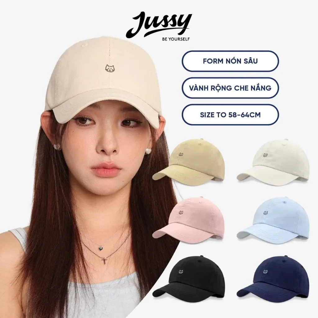 Mũ Lưỡi Trai Hàn Quốc Thêu Icon Mèo Con Dễ Thương Jussy Official Nón Nam Nữ…
