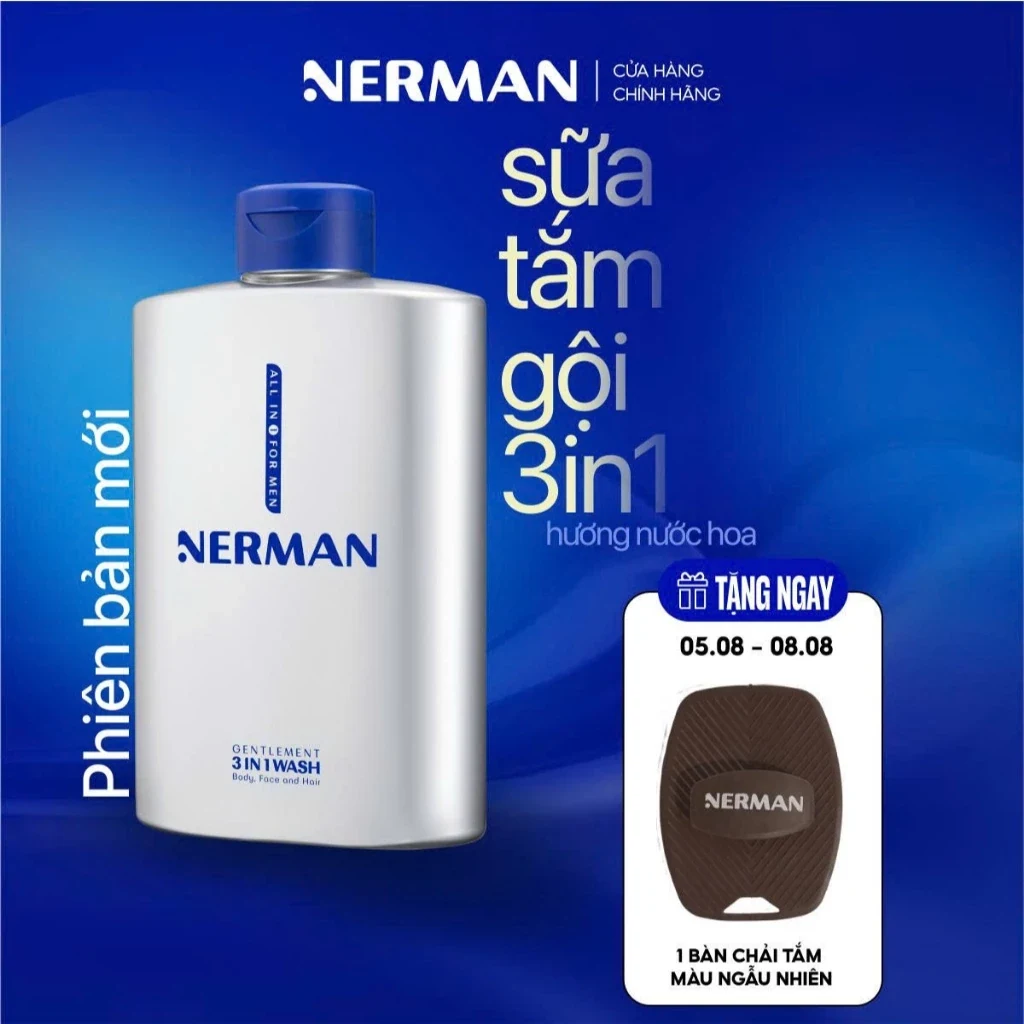 Sữa tắm gội Nerman Gentleman 3 trong 1, 350 ml