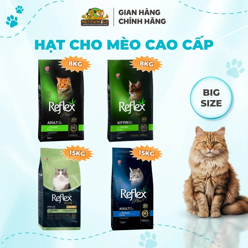 Hạt mèo Reflex Plus RPCALL 8 kg và 15 kg