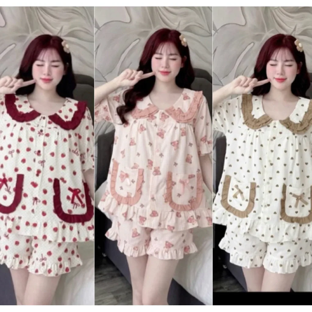 Set Bộ Nữ , Set Bộ Pijama Đũi Đùi Hoạ Tiết Xinh B95