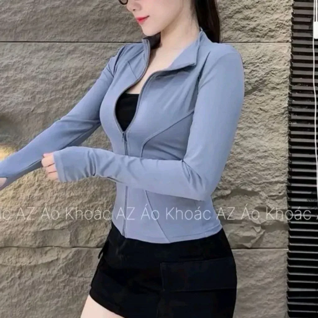 áo khoác nữ Trơn.Áo khoác thể thao. Áo khoác tập gym.yoga.chạy bộ fom ôm body K2