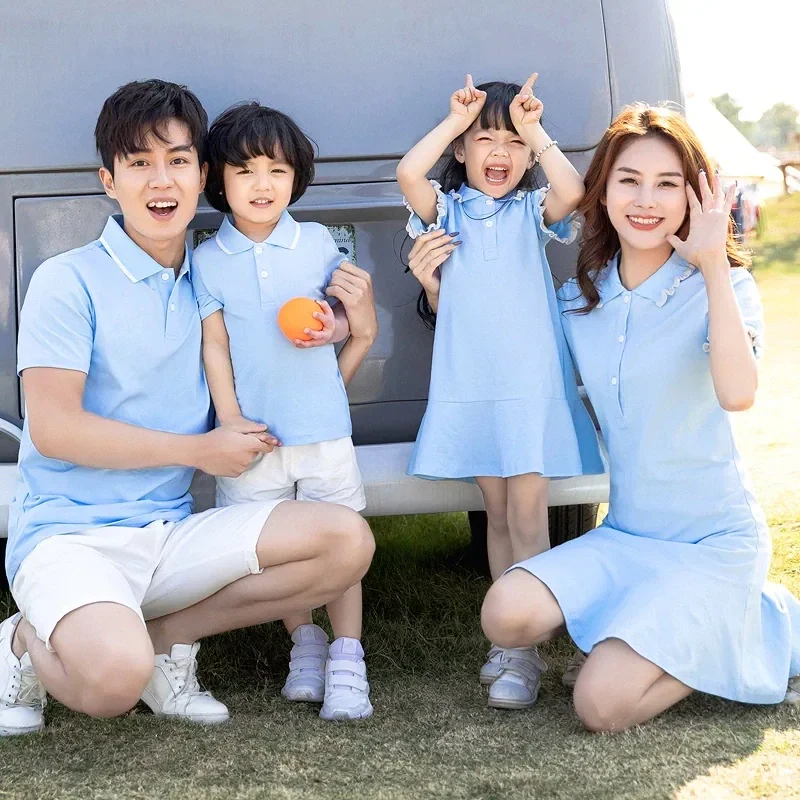 Áo Gia Đình Cổ Trụ Happy Family - Đồng Phục Gia Đình Cổ Polo Họa Tiết Basic…