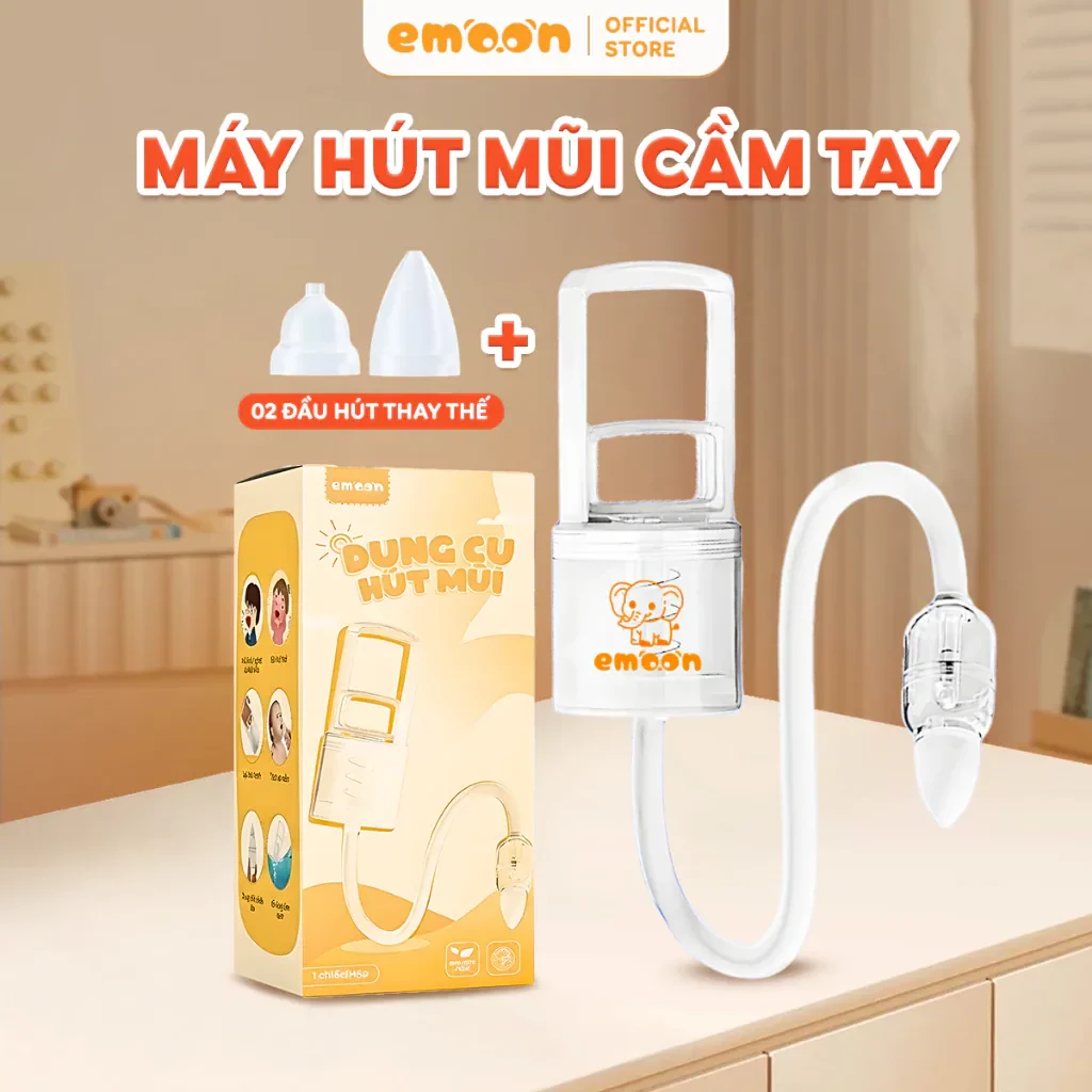 Dụng cụ hút mũi cho bé Emoon, đầu hút silicone mềm mại an toàn, lực hút mạnh,…