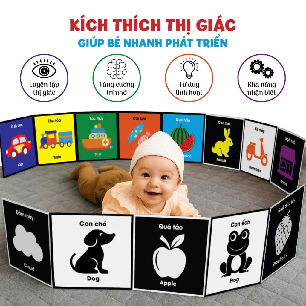 Bộ thẻ kích thích thị giác cho trẻ từ một tháng