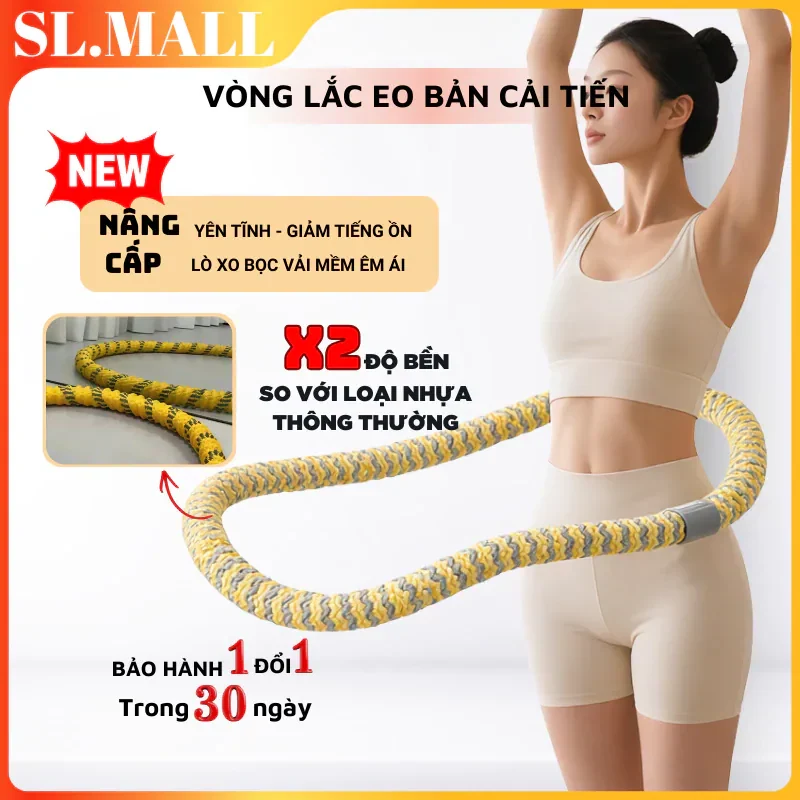 Vòng Lắc Eo Lò Xo Bọc Vải Mềm – Dụng Cụ Tập Gym Yoga Tại Nhà Giảm Eo 1.5–2.5kg