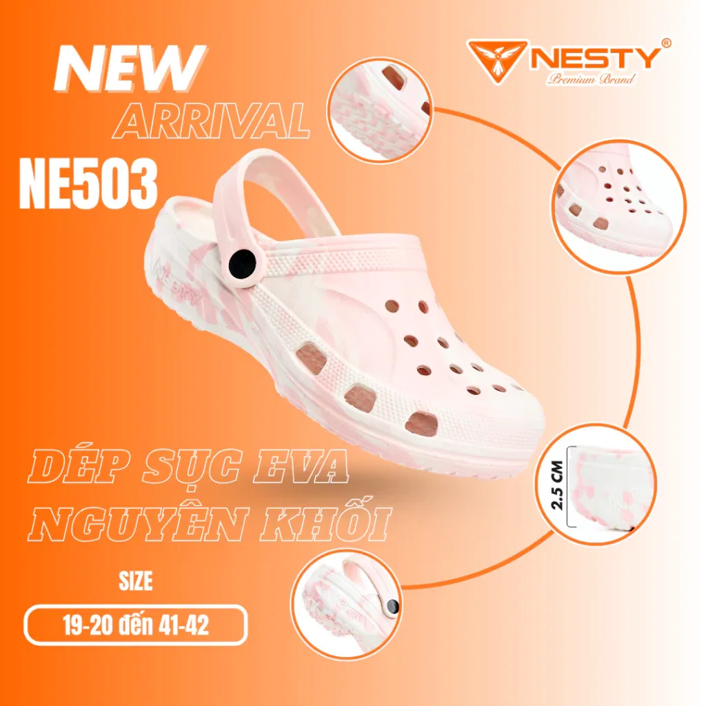 [Tặng Charm] Dép Sục NESTY Màu Hồng Loang Êm Nhẹ, Chống Trơn Trượt ( KO1 )