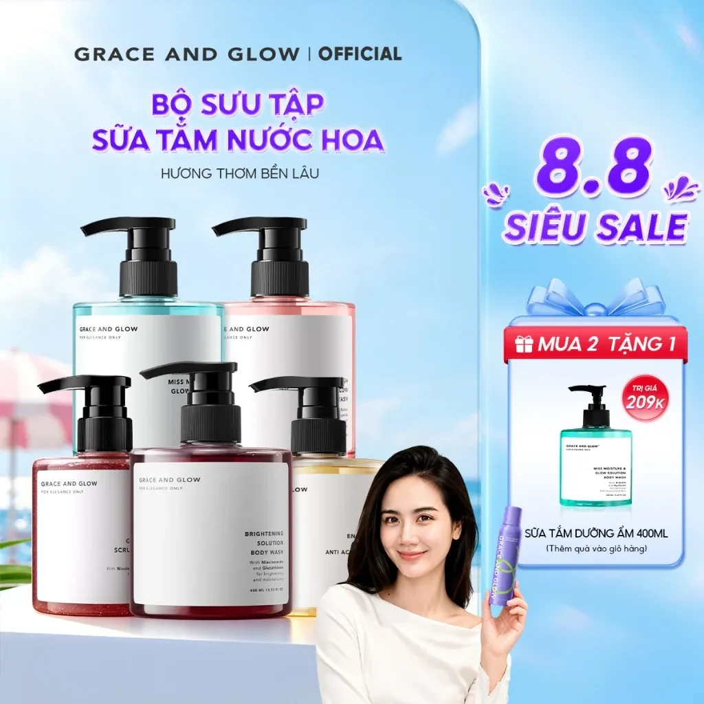 Sữa tắm trắng da hỗ trợ dưỡng ẩm tẩy da chết Grace and Glow nước hoa Body Wash…