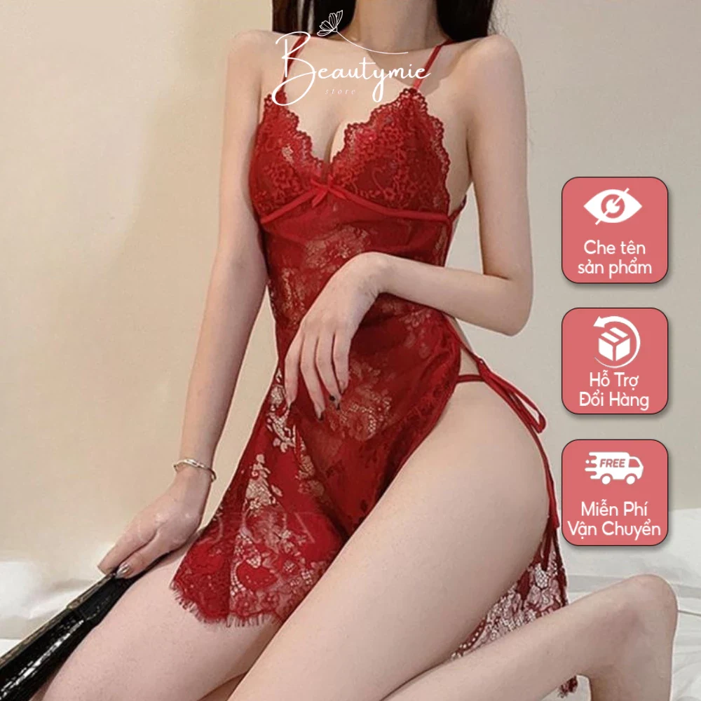 Đồ ngủ nữ phối ren DN43 kiểu dáng váy 2 dây sexy đầm…