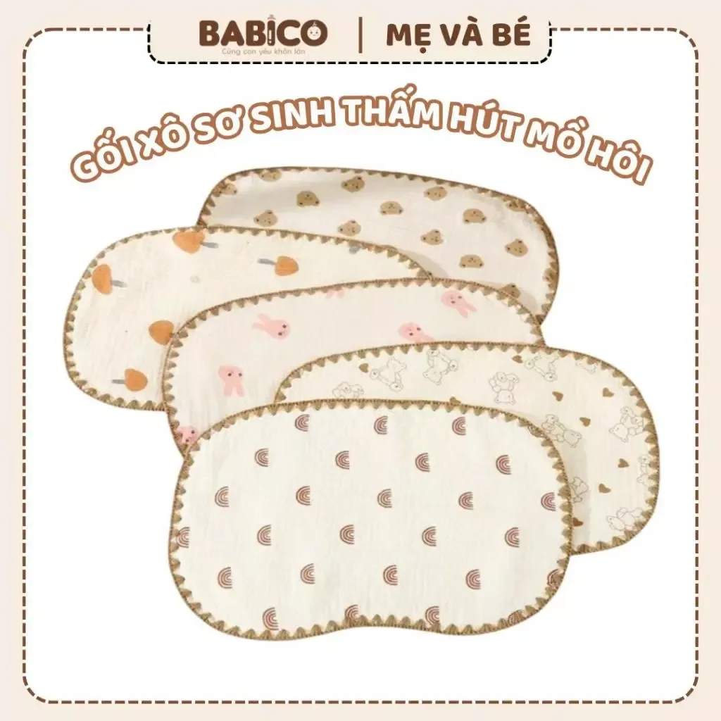Gối Xô Sơ Sinh 10 Lớp Muslin Phong Cách Hàn Quốc Cho Bé Sơ Sinh Mềm Mại Thấm…