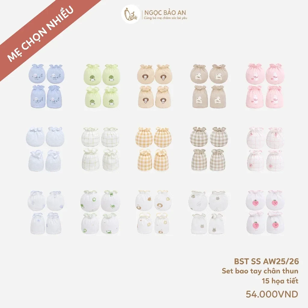 M&B (0-3M) Set bao tay chân thun cho bé sơ sinh chất cotton mềm mịn bảo vệ…