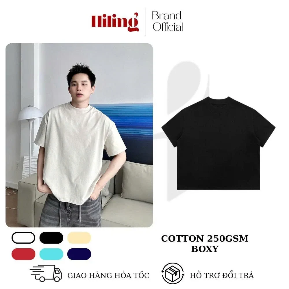 Áo Thun Trơn FORM BOXY HILING T-Shirt Boxy Chất Cotton230- 250gsm Thoáng Mát…