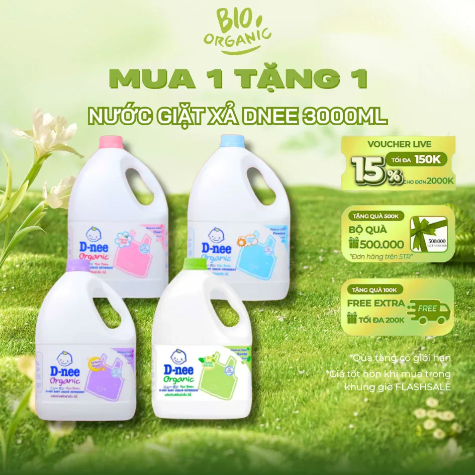 Nước giặt Dnee 3000ml-Nước Giặt Xả Cho Bé an toàn (Chính hãng) -Thơm Dịu An…