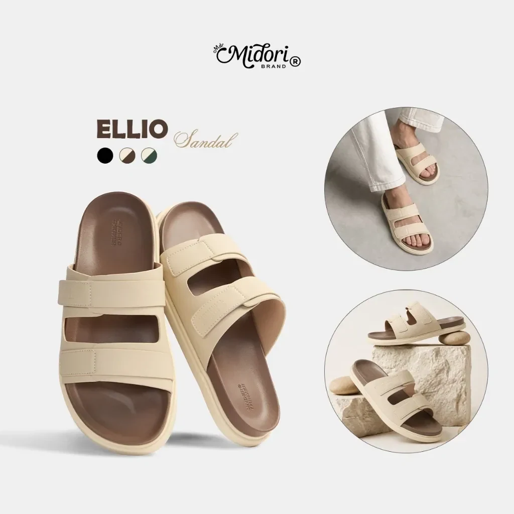 Dép Nam ELLIO Quai Ngang Da Microfiber Cao Cấp Đế Bằng Chống Trơn Trượt Đi Làm…
