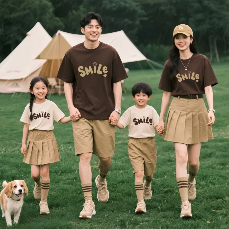 Áo gia đình Familylove - Set đồ gia đình chữ Smile đơn giản dễ thương chất…