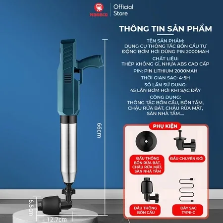 Súng thông bồn cầu Modeco Súng thông bồn cầu – hình minh hoạ 9