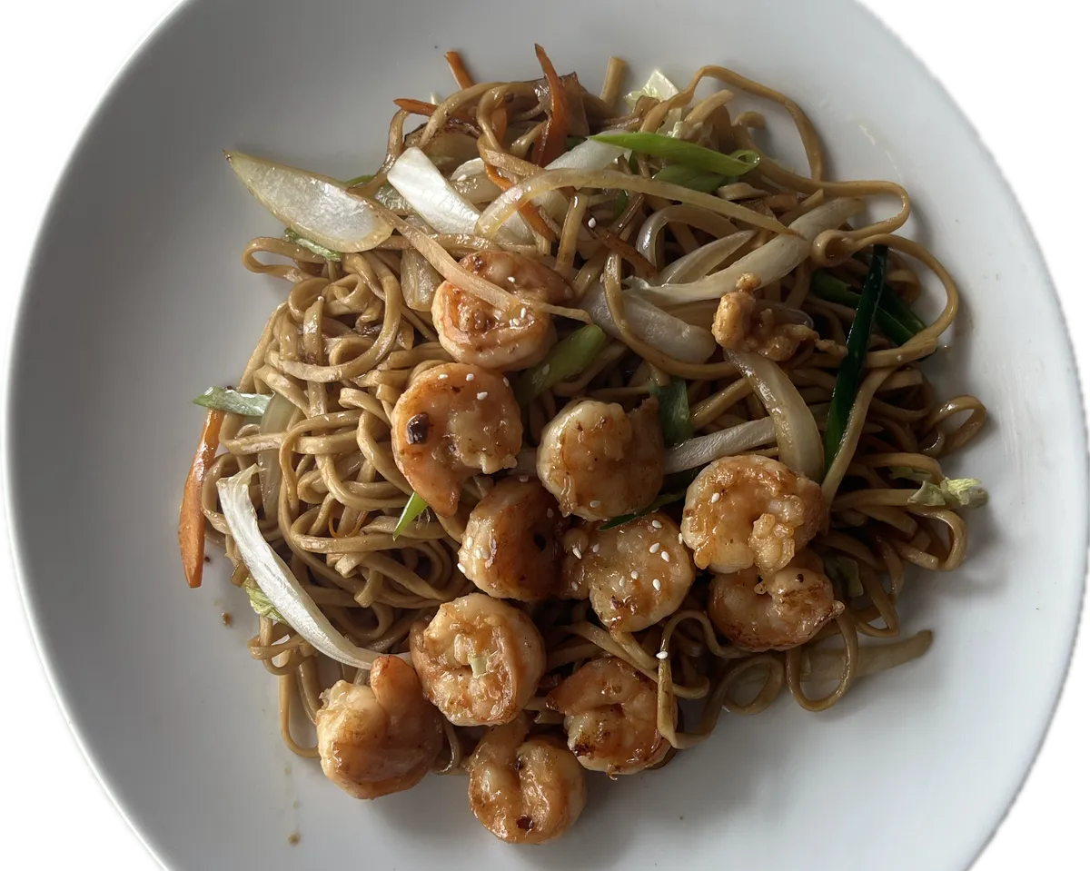 Nouilles sautees aux crevettes