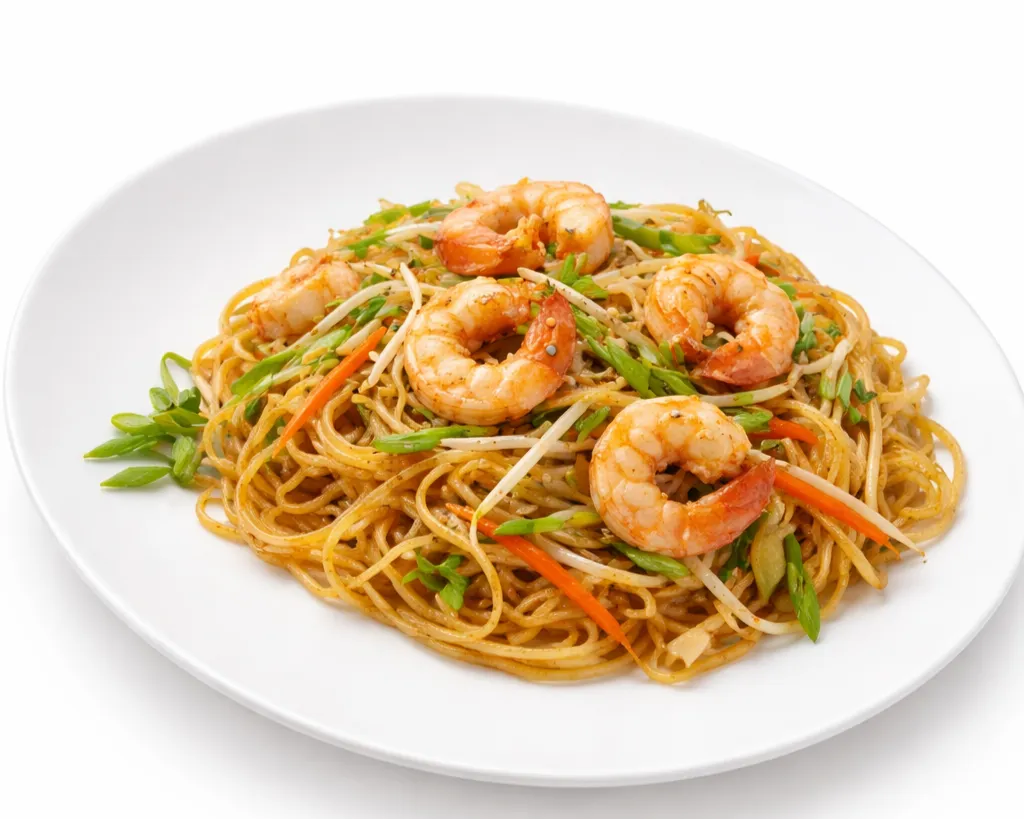 Nouilles sautees aux crevettes