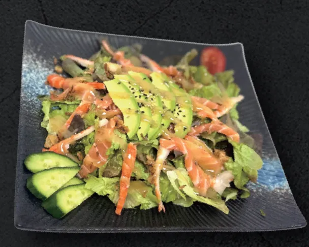 Salade au saumon et crevette