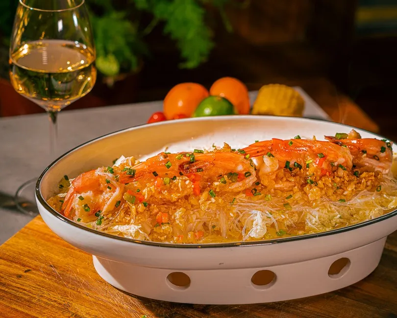 Vapeur avec sauce l’ail rôti