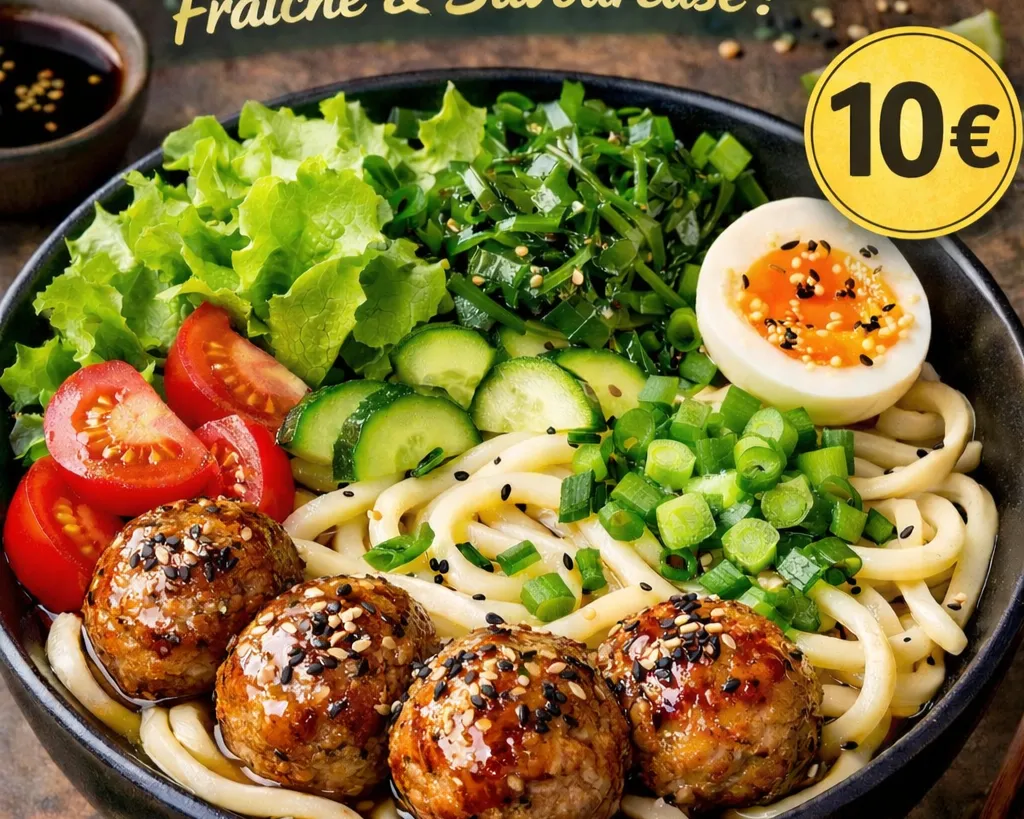 U3 Salade UDON boulettes de poulet