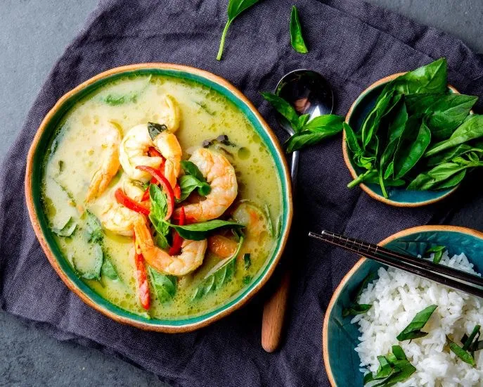807. Crevettes au curry vert et au lait de coco 椰汁绿咖喱虾