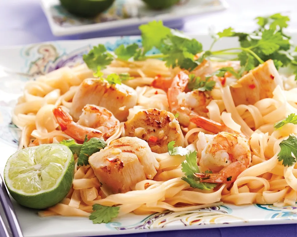 PTM. Pates de riz saute aux fruits de mer