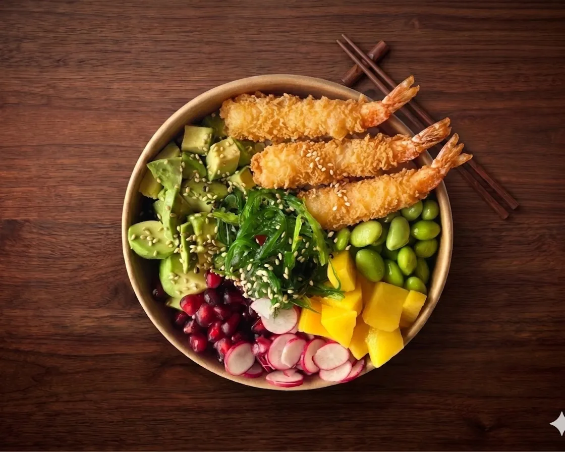 Pokebowl tempura crevettes
