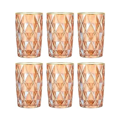 Jogo de Copos de Vidro Diamond para Suco, Água e Drink Peças Resistentes