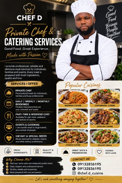 ChefD Catering & Private Chef Services portfolio