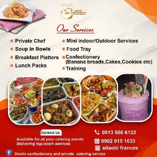 3kwiins confectionery and private catering service portfolio