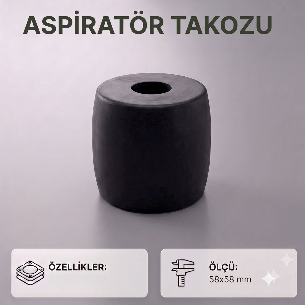 Aspiratör Takozu – Titreşim ve Ses Sönümleyici Kauçuk Takoz (58x58 mm)
