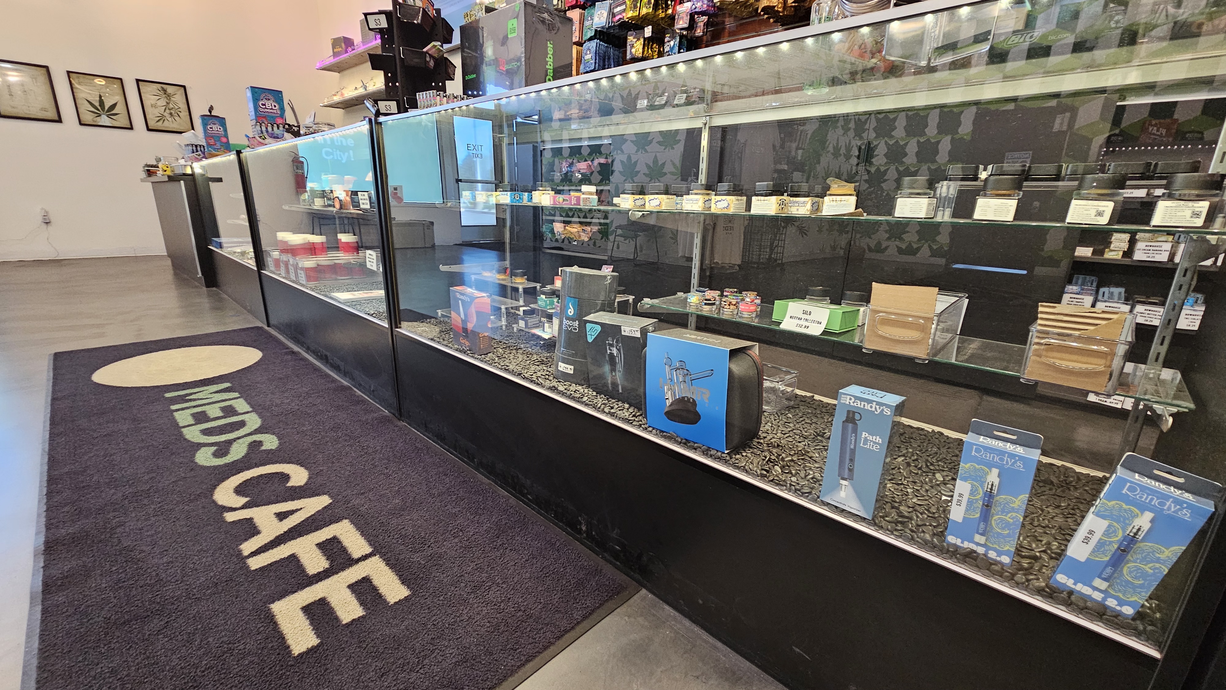 Meds Cafe Lowell — cannabis product display and shopping area