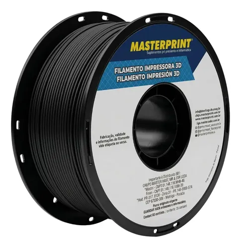 Filamento Impressora, Masterprint, PETG, 3D, Preto, 1,75 mm, Rolo de 1 kg