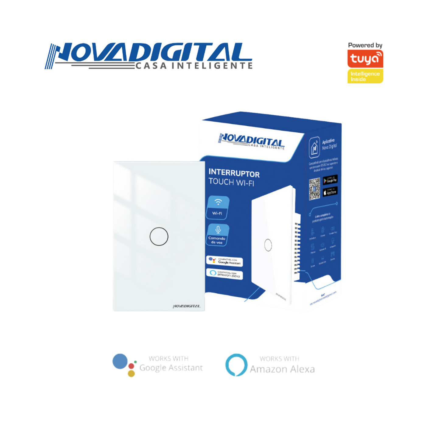 Interruptor Touch Wi-Fi 01 Botão LITE-S Novadigital Tuya