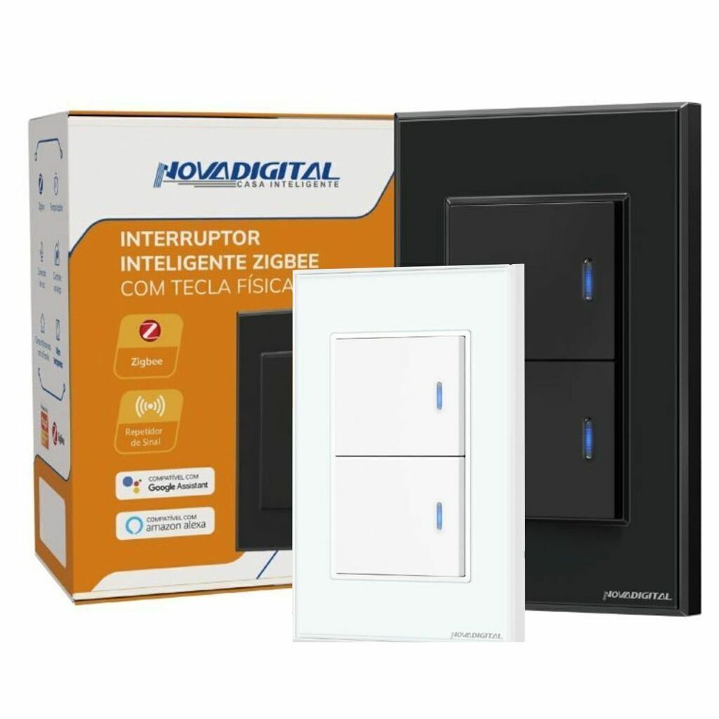 Interruptor Inteligente ZigBee com Tecla Fisíca - 2 Teclas
