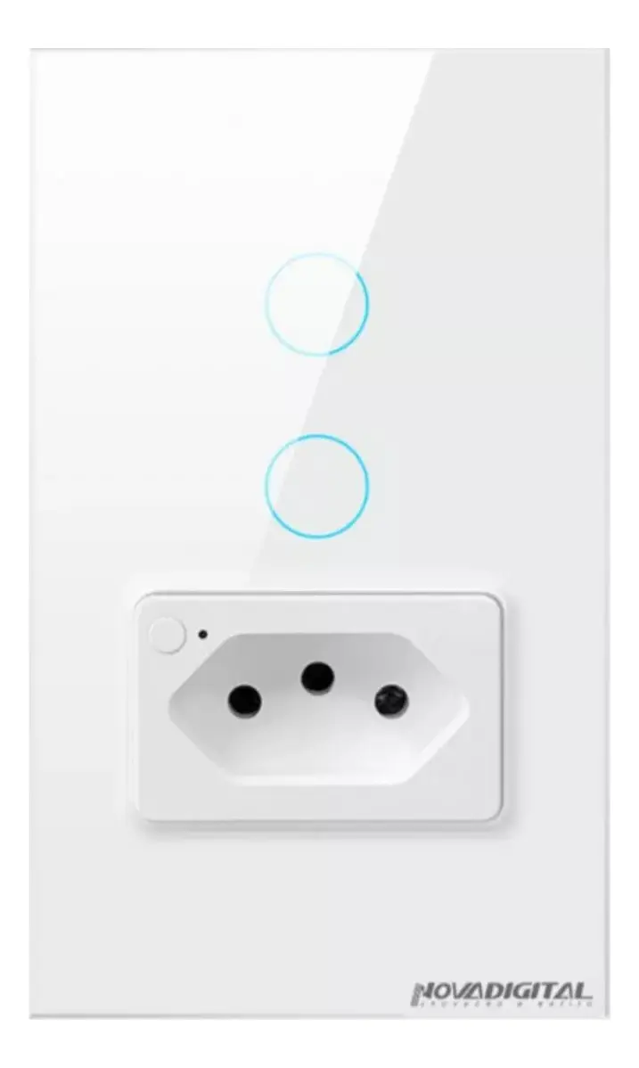 Interruptor Tomada Inteligente Touch ZigBee 2 Tecla + 1 Tomada 10A - Nova Digital — foto 2