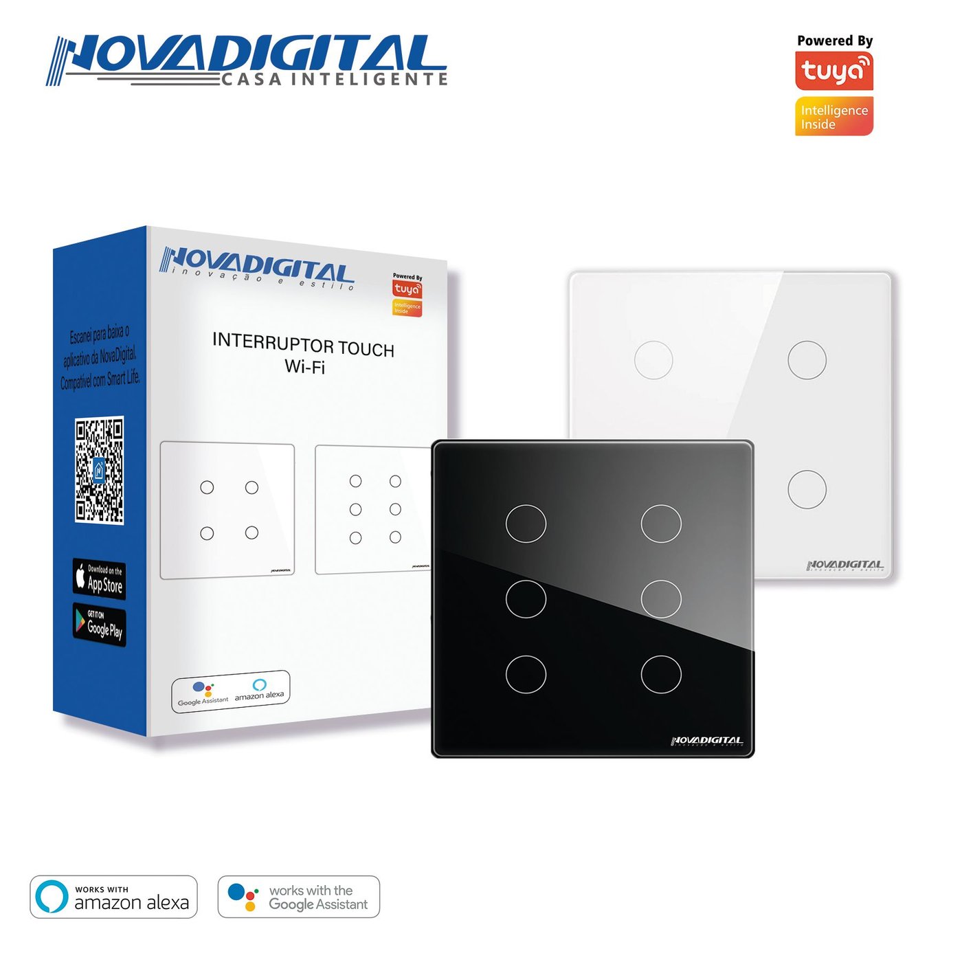 Interruptor 4x4 Touch Wi-Fi + RF433 Mhz 6 Botões Novadigital Tuya — foto 4