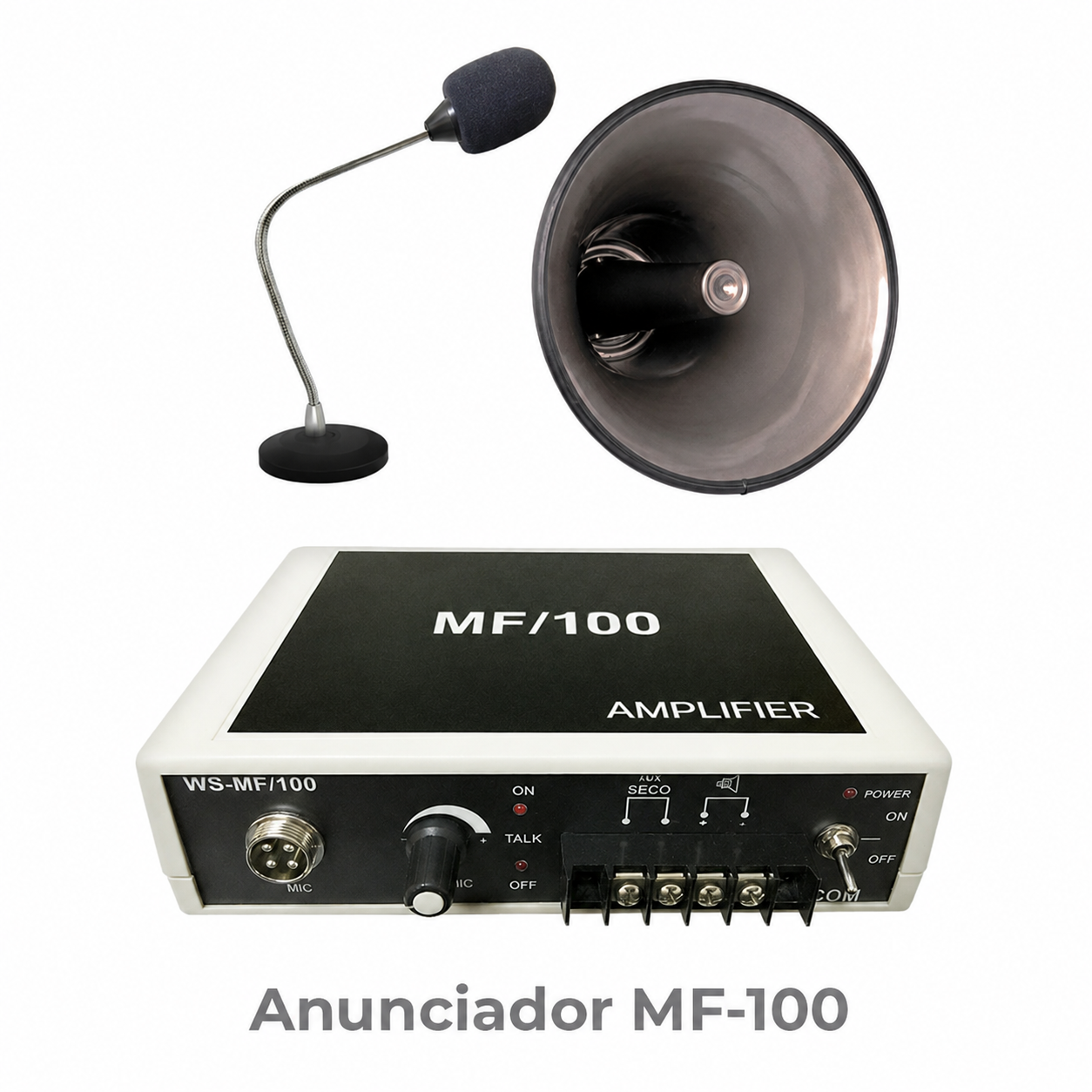 Anunciador de Potência MF-100 WS Intercom com Microfone