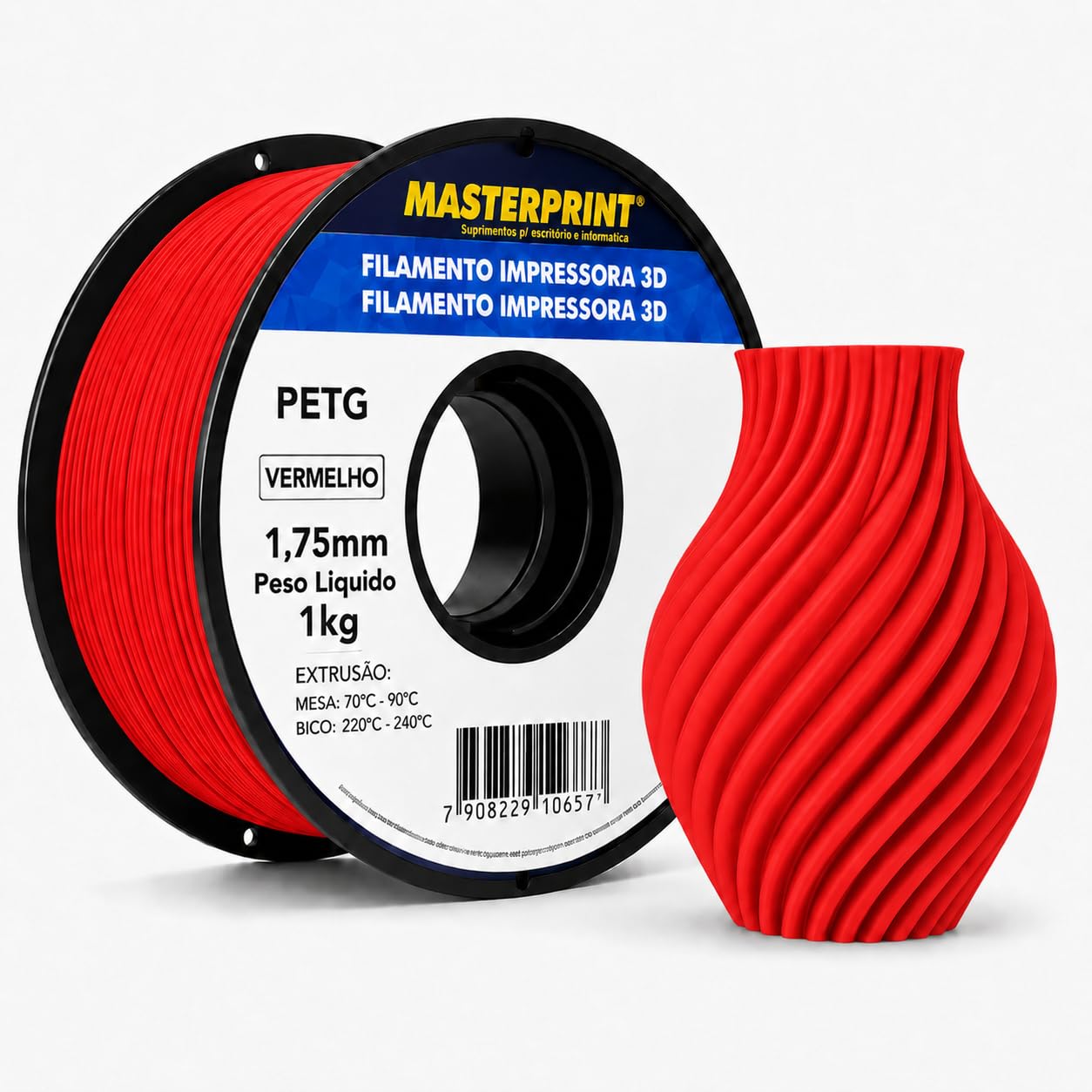 Filamento PETG MasterPrint Vermelho 1kg