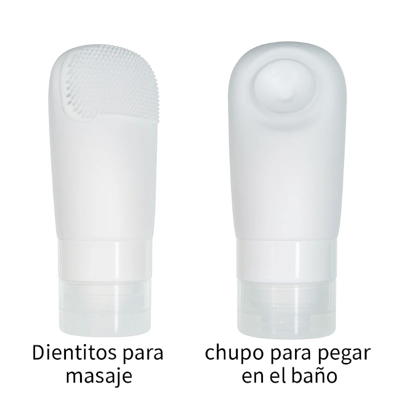 Envase Viajero con masajeador facial y chupo para baño